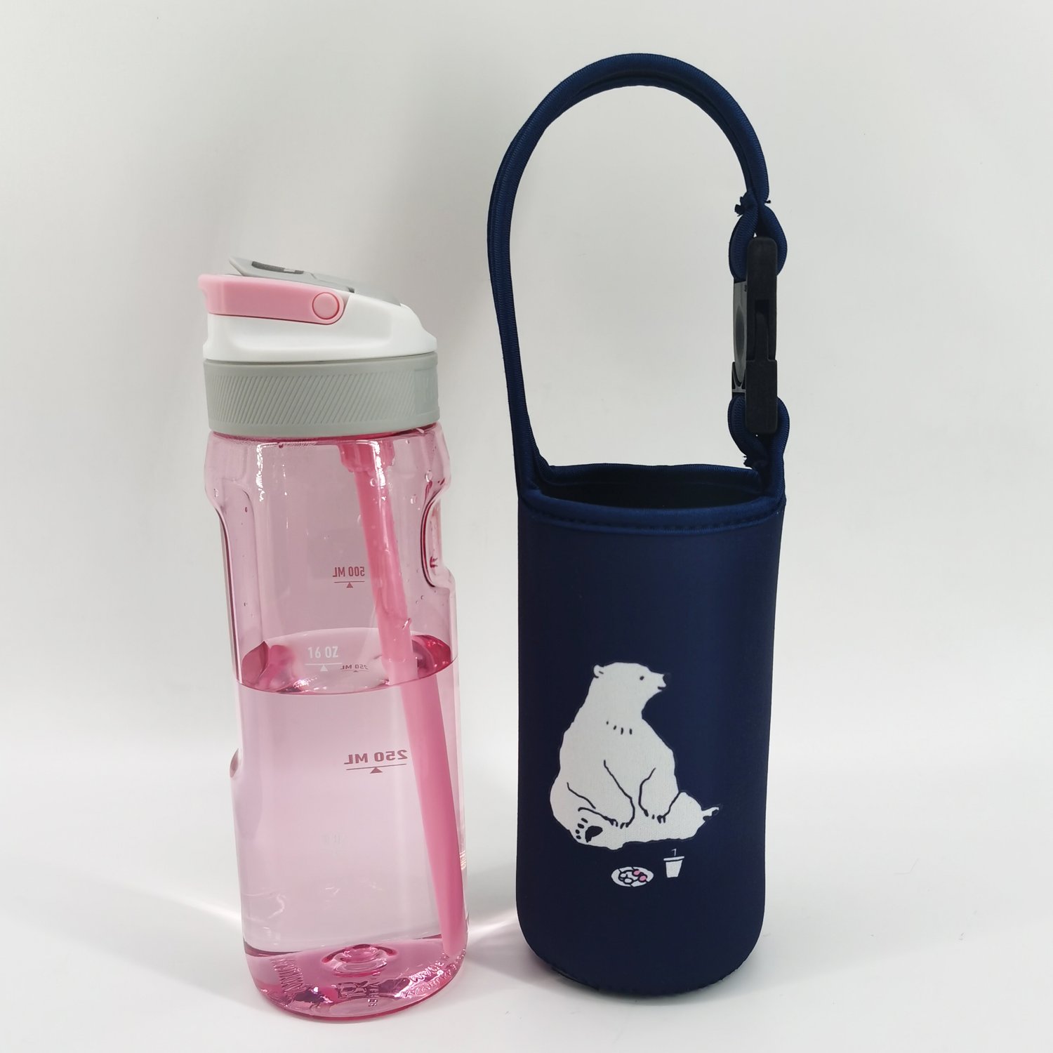 Custom beverage bottle carrier, neoprene bottle carrier, reusable bottle carrier